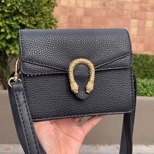 Let Bag Purse Gold Tiger Dragon Animal Beast Faux Leather